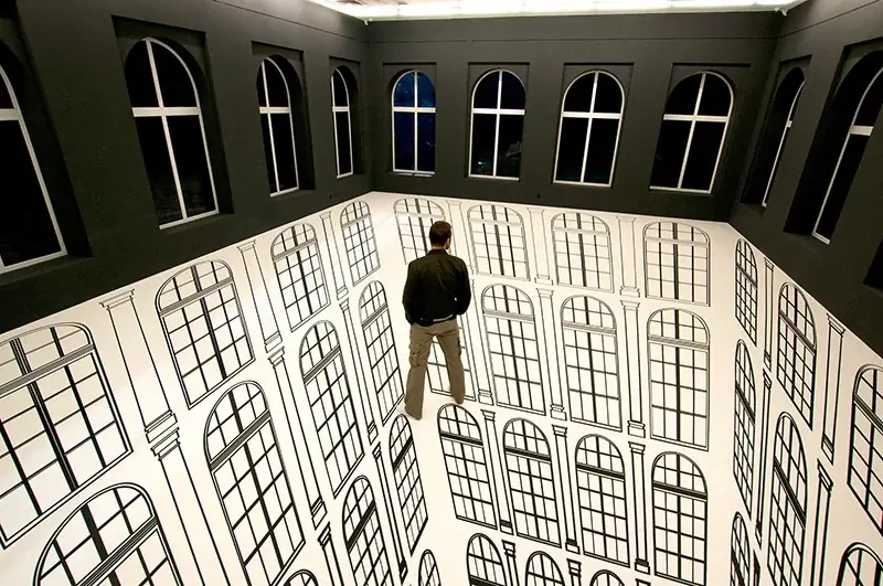 Abyssal, 2010 — Adhesive vinyl, painted walls and light filters