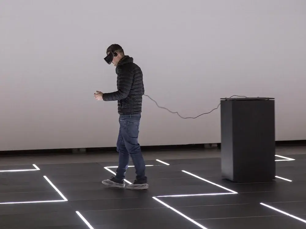 Borders, 2018 — Immersive virtual-reality environment, linoleum tiles and LED