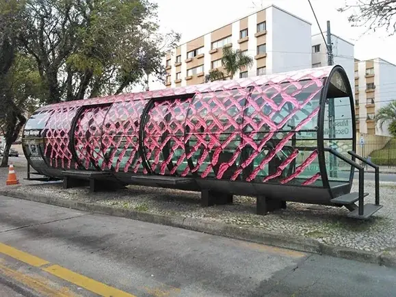 Casulos, 2013 — Vinyl sticker design on two buses and a shelter.