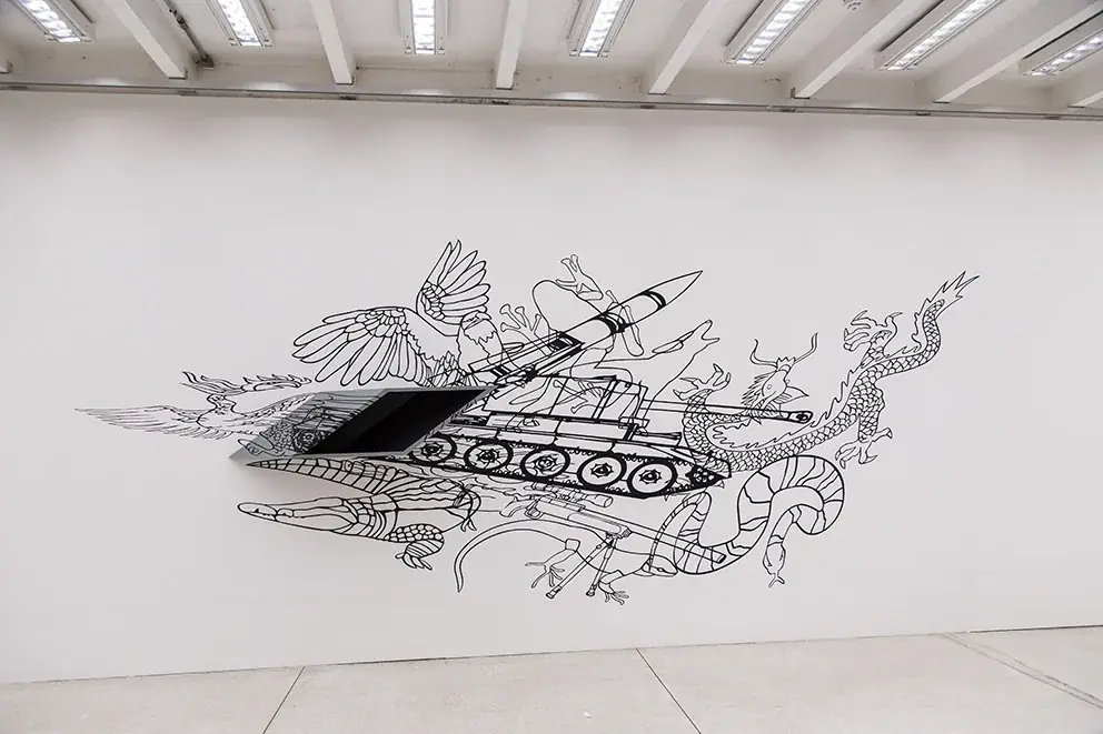Escape, 2014 — Pintura industrial sobre madeira, vinil adesivo recortado