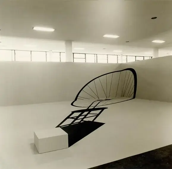 In Absentia M.D., 1983 — Latex on cement floor and wooden panels