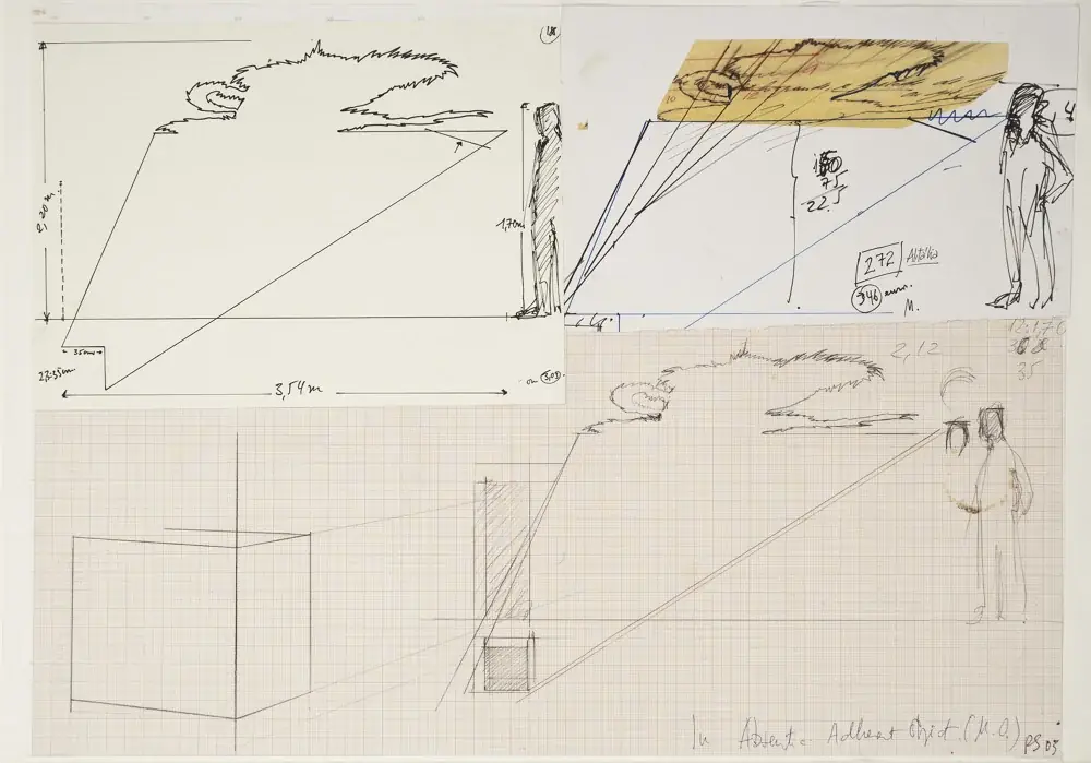Masterpieces (In Absentia): Meret Oppenheim, 2012 — Adhesive vinyl and wooden pedestal