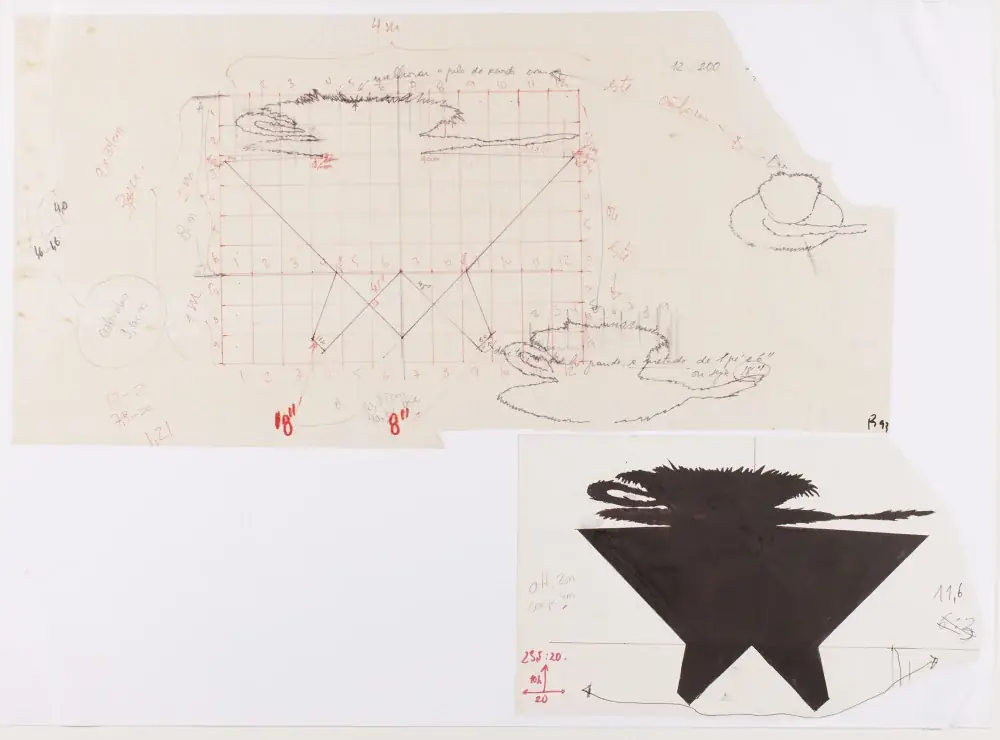 Masterpieces (In Absentia): Meret Oppenheim, 2012 — Adhesive vinyl and wooden pedestal