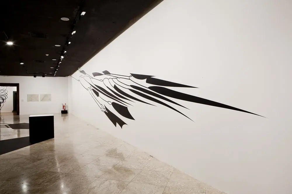 Masterpieces (In Absentia): Meret Oppenheim, 2012 — Adhesive vinyl and wooden pedestal
