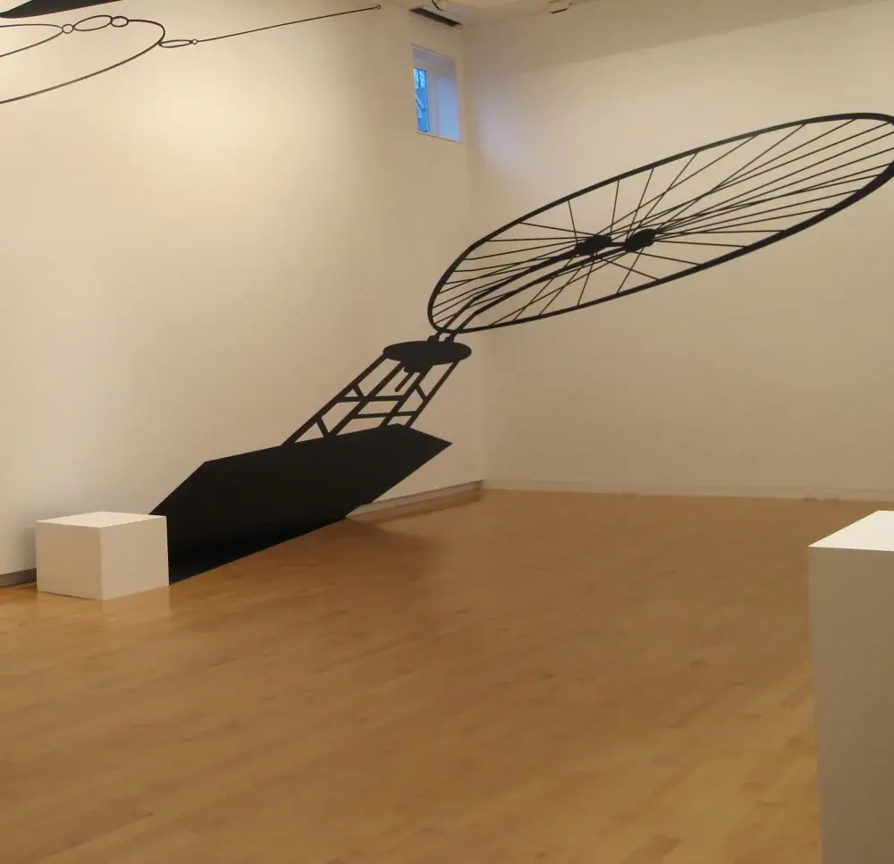 Masterpieces (In Absentia): Meret Oppenheim, 2012 — Adhesive vinyl and wooden pedestal