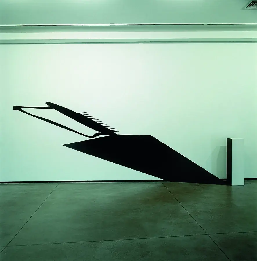 Masterpieces (In Absentia): Meret Oppenheim, 2012 — Adhesive vinyl and wooden pedestal