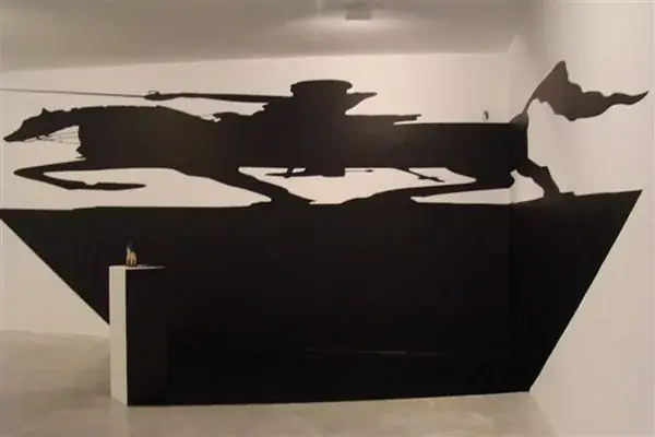 O Paradoxo do Santo, 2021 — Adhesive vinyl and base with wooden saint