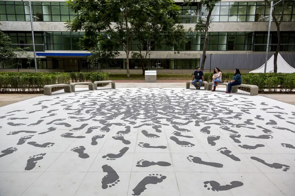 Praça Mundo, 2017 — Digitally cut porcelain tile and labyrinth landscaping